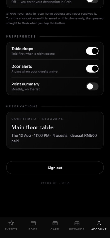 account reservation